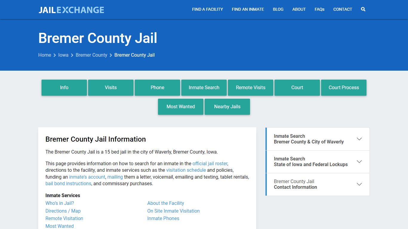 Bremer County Jail, IA Inmate Search, Information